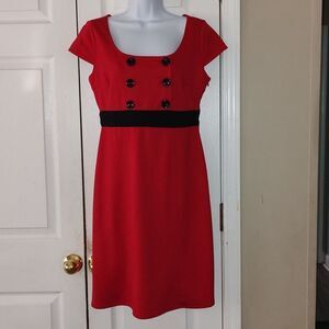 London Times red  black dress Sz 6 EUC